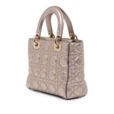 Small Metallic Grained Calfskin Cannage Supple Lady Dior